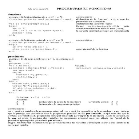 Turbo6procédure et vfonction