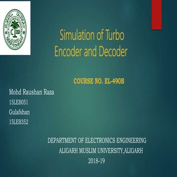 simulation of turbo encoding and decoding | PPT