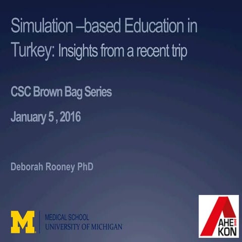 Simulation –based Education in Turkey: Insights from a recent trip