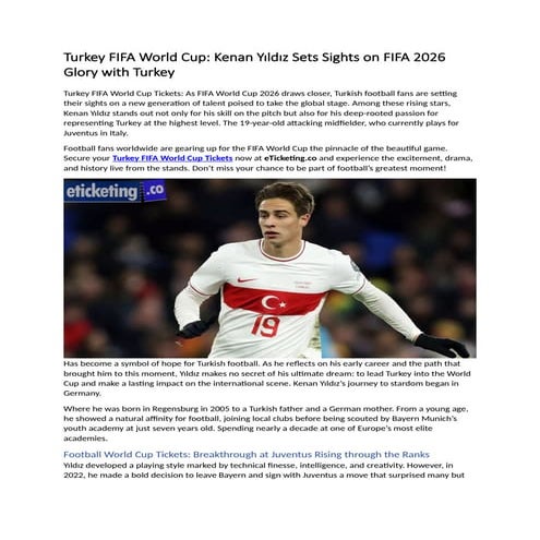 Turkey FIFA World Cup Kenan Yıldız Sets Sights on FIFA 2026 Glory with ...