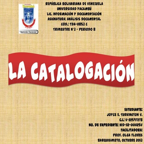 La catalogación