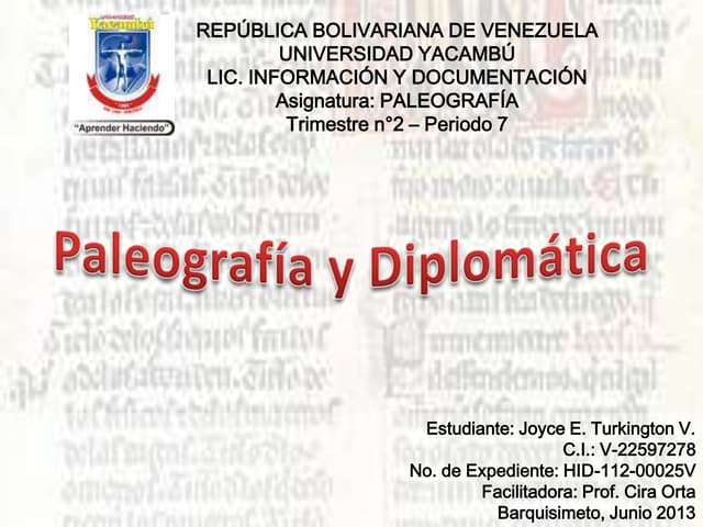 Paleografía y Diplomática