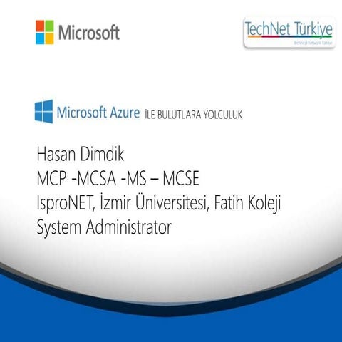 Microsoft Azure ile Bulutlara Yolculuk - Gediz Universitesi
