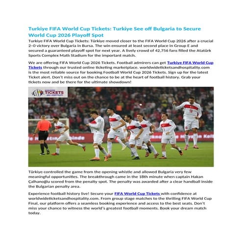 Turkiye FIFA World Cup Tickets Turkiye See off Bulgaria to Secure World Cup 2026 Playoff Spot.docx