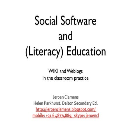 Turku2010 Collaborative Learning Online Social Software and (Literacy) Education