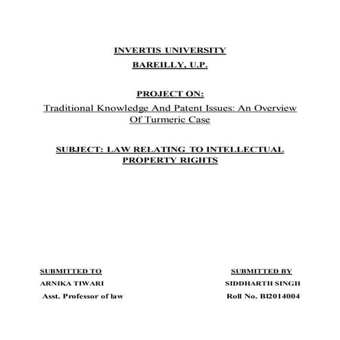 Turmeric Patent Case