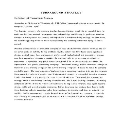 Turnaround strategy