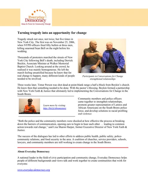 Turning tragedy into an opportunity...