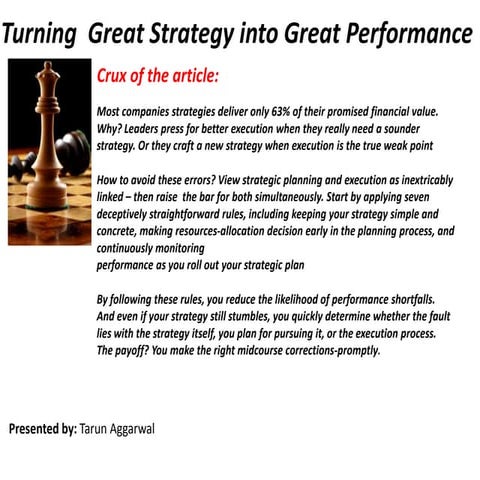 Turning  Great Strategy Into Great Performance