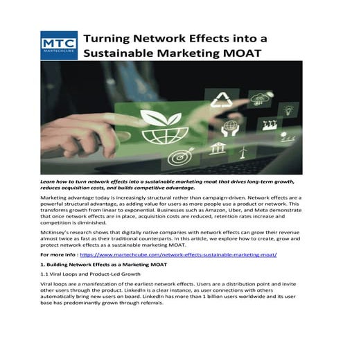 Network Effects into Sustainable Marketing MOAT Focus | PDF