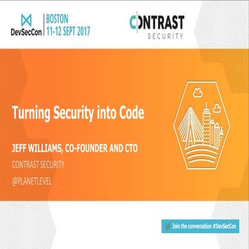 Turning security into code by Jeff Williams
