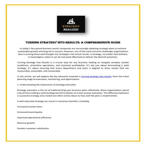 Turning Strategy Into Results: A Comprehensive Guide