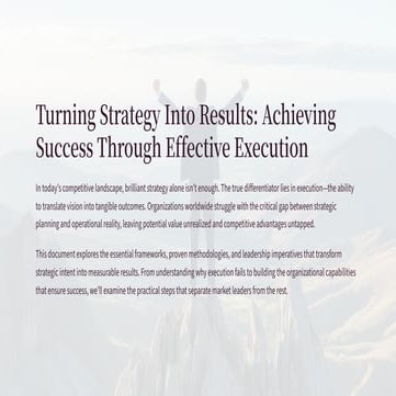Turning Strategy Into Results - Strategy Realized