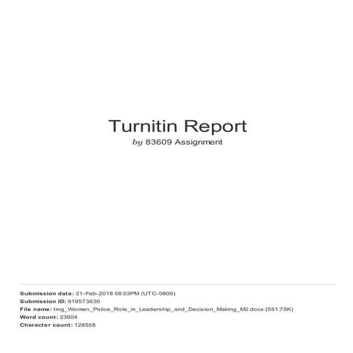 factors effecting women police role in leadership and decision making - Turnitin report