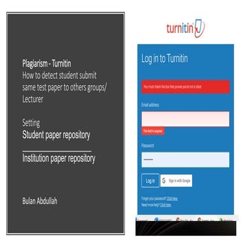 Plagiarism - Turnitin setting student paper repository | PPT