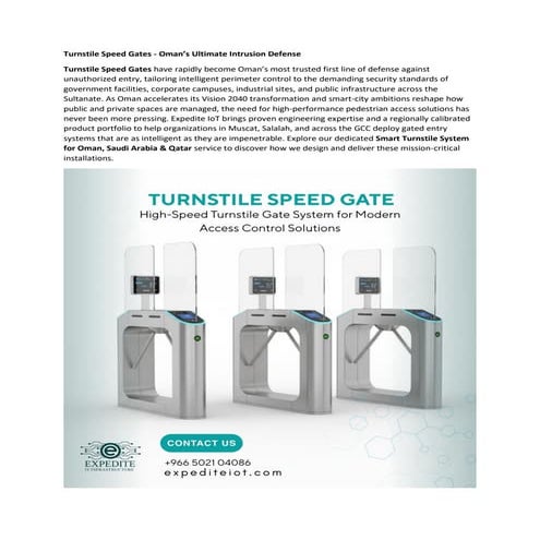 Smart Visitor Access Control with Next-Gen Turnstile Speed Gates in KSA ...