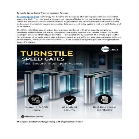 Transforming Access Control with Turnstile Speed Gates in the UAE | PDF