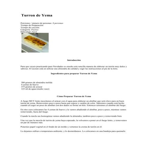 Turron de yema