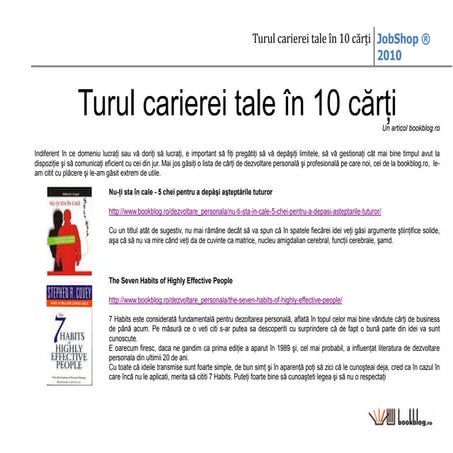 Turul carierei tale_in_10_carti