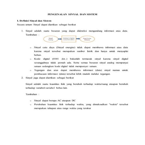 Tusas pengenalan sinyal dan sistem