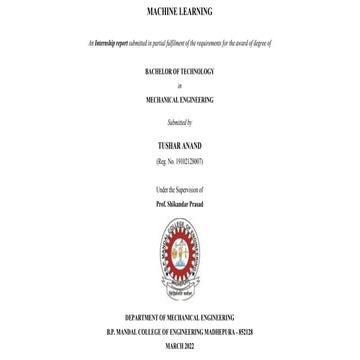 Machine Learning Internship Presentation