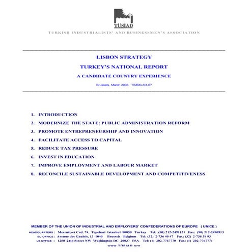 Tusiad lisbon strategy turkey's national report