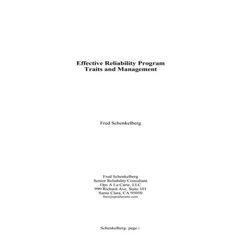 Tutorial on Effective Reliability Program Traits and Management