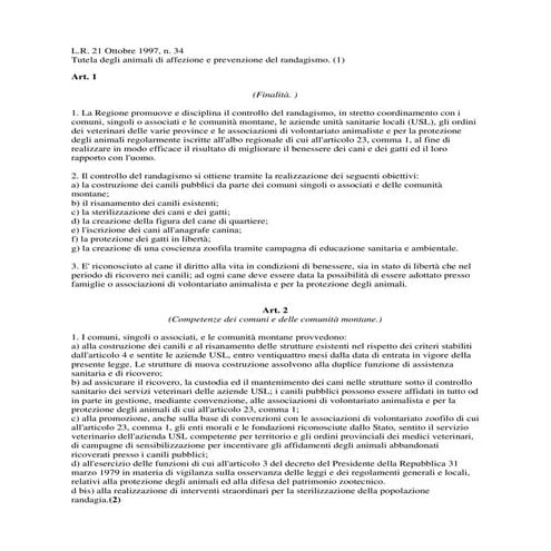 Animali - Tutela degli animali di affezione e prevenzione del randagismo  -  ...