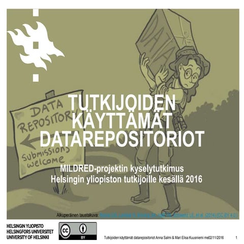 Tutkijoiden käyttämät datarepositoriot: MILDRED-projektin kyselytutkimus Hels...