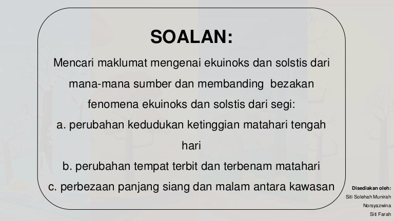 Sces3033 Kejadian Ekuinoks Solstis
