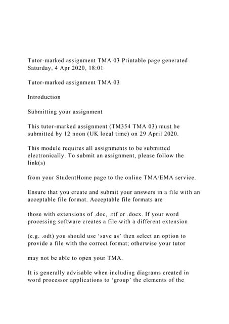 Tutor Marked Assignment Tma 03 Printable Page Generated Saturd Docx Tutor Marked Assignment Tma 03 Printable Page Generated Saturd Docx