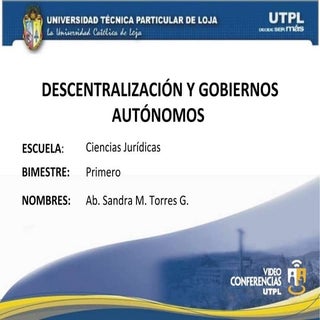 DESCENTRALIZACION Y GOBIERNOS AUTON...