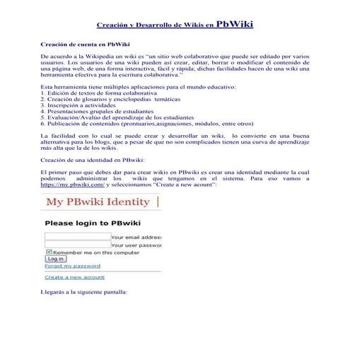 Creación de Wikis en PbWiki | PDF