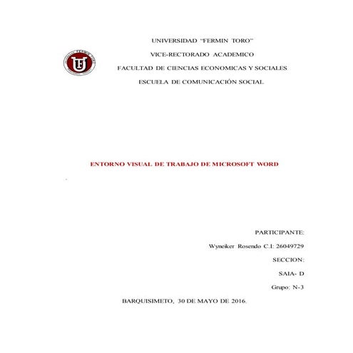 Tutorial del Entorno visual de Microsft Word