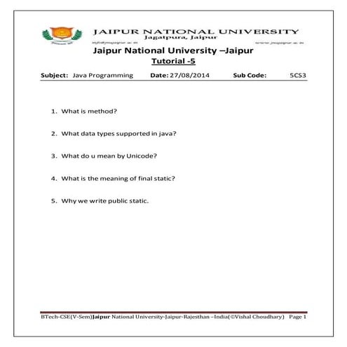 Tutorial 5 | PDF
