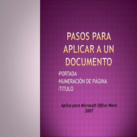 Tutorial, portada, numeración de página y titulos. Word 2077