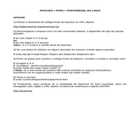 Apache2+PHP5+PostgreSQL no Linux
