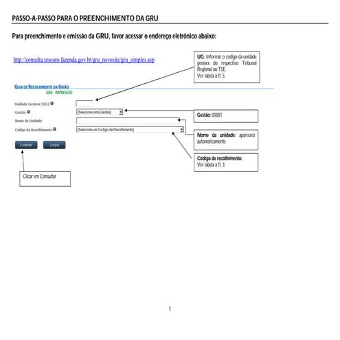 Tutorial para o preenchimento da GRU | PDF