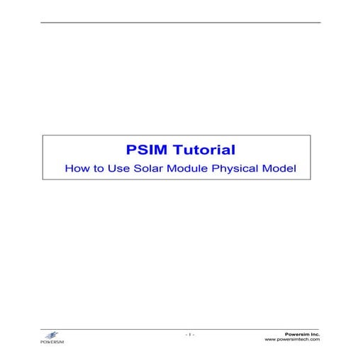 Tutorial solar module(physical-model)
