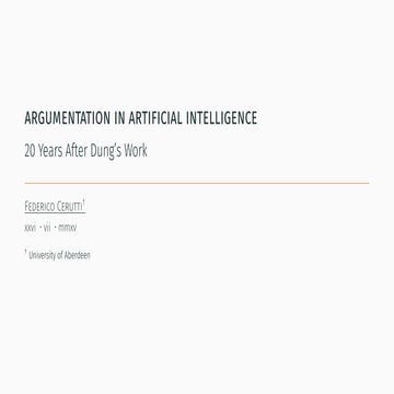 Argumentation in Artificial Intelligence