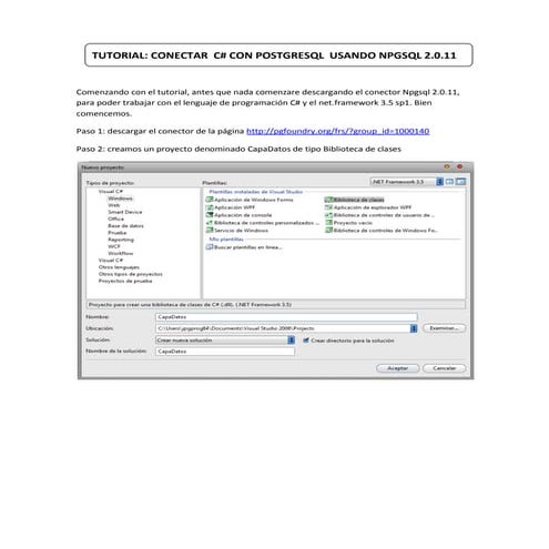 CONECTAR  C# CON POSTGRESQL  USANDO NPGSQL 2.0.11