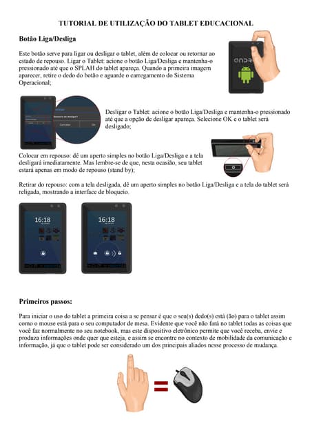 TUTORIAL DE UTILIZAÇÃO DO TABLET EDUCACIONAL | PDF