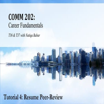 Tutorial 4  Resume peer review