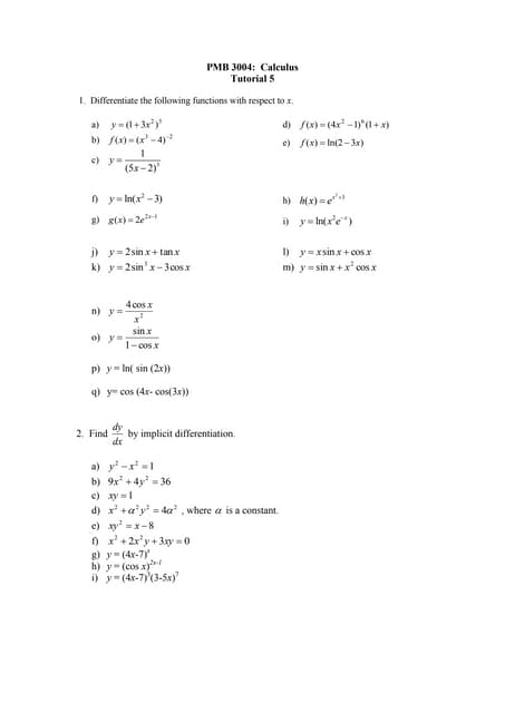 Calculus :Tutorial 2