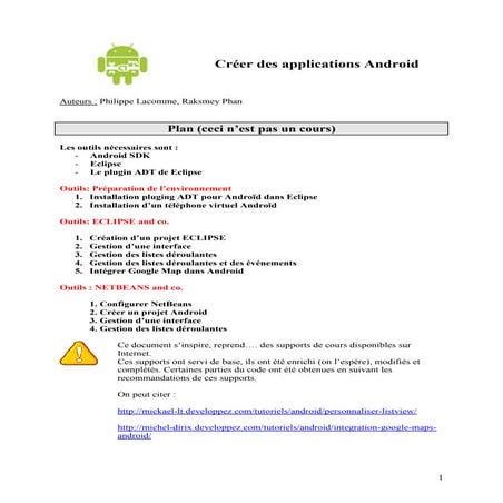 Tutorial android - créer des apps