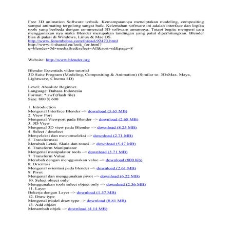 Tutorial blender 3 d bahasa indonesia