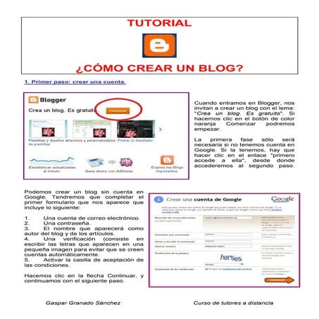 Tutorial para la creación de un blog | PPT
