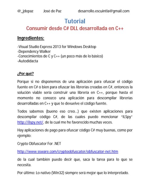 Tutorial consumir DLL C++ en C#