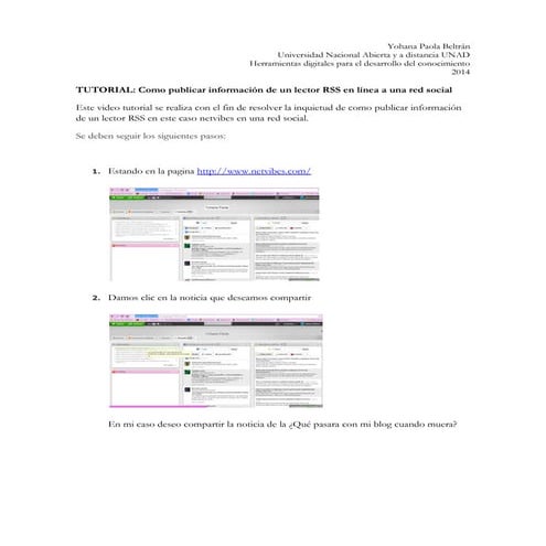TUTORIAL: Como publicar información de un lector RSS en línea a una red social