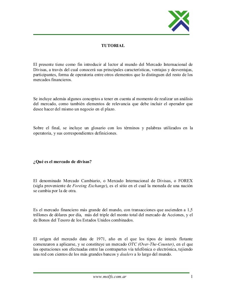 Tutorial De Introducción Al Mercado Internacional De Divisas Forex